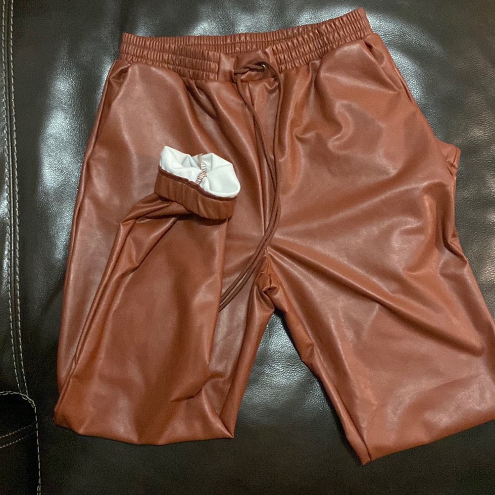 Faux Leather Joggers